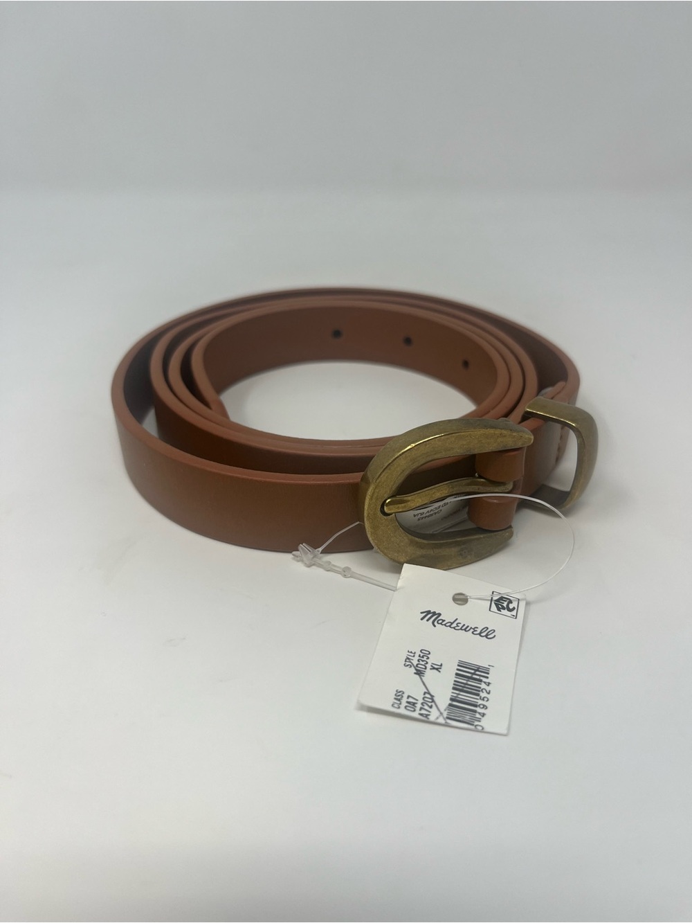 Madewell Brown Leather Slim Belt with Brass Buckle